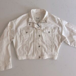 Abercrombie women denim jacket cream color size Medium